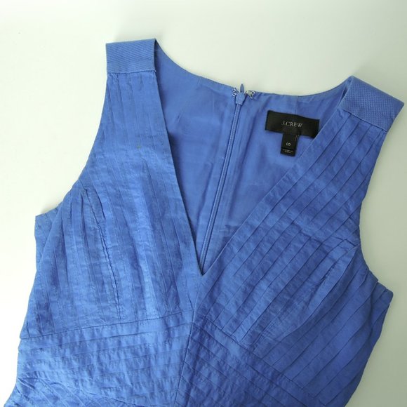 J Crew Pleated Chevron V-Neck Dress periwinkle - Picture 5 of 11